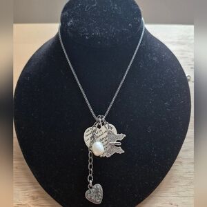 Vintage Silpada  "Live a Charmed Life" necklace sterling silver heart, butterfly
